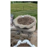 Concrete Bird Bath Top Filled w/ Dirt No Base +