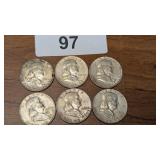 (6) Franklin Half Dollars