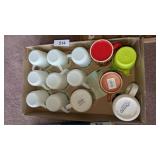 (8) Corning Coffee Cups w/ Christmas Pattern &