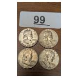 (4) Franklin Half Dollars