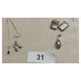 .925 Necklace & Earring Set & .925 Earrings &