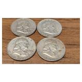 (4) Franklin Half Dollars