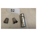 (2) Unique Thimbles & A Vintage Pill Bottle