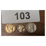 (3) Mercury Dimes