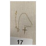 Small Cross Necklace Chain - Marked 14K
