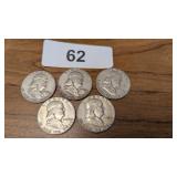 (5) 1952 Franklin Half Dollars