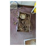 (2) Brass Trumpet Candle Holders, Brass Planter, +