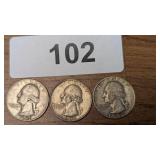 (3) Silver Washington Quarters