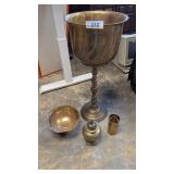 Brass Pedestal Planter + Brass Bowl, Ginger Jar &