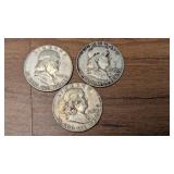 (3) Franklin Half Dollars