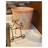 Ceramic Wastebasket, Photo Frame Easel, Soap Dish