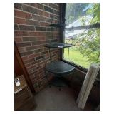 Corner Plant Rack, Green Metal