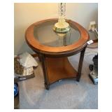 Oval Side Table w/ Beveled Glass Insert **