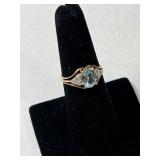 Ladies Ring marked 10k - aqua stone