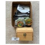 Small Treasure Chest, Money Pouches, Candles