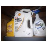 Motor Oil, Grass Killer (partials), potting soil,