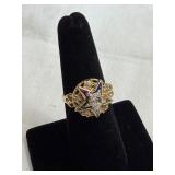 Ladies Ring Eastern Star Ring marked 10k