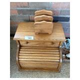 Table Top Oak Bread Box w/ Napkin Holder