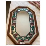 Octagonal Framed Wall Mirror w/ Floral Design