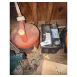 Lawnmower Battery + Small Gas Can