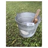 Galvanized Bucket, Hatchet, Mallet