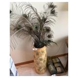 Umbrella Stand w/ Peacock Feathers