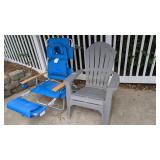 Outdoor Lounge Chair + Plastic Patio Chair