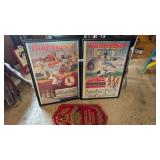 (2) Framed Budweiser Baseball Ad. Poster Schedule,