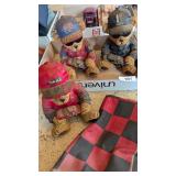 (3) Nascar Teddy Bear Resin Figurines &