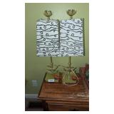 (2) Modern Table Lamps w/ Bird & Floral Design