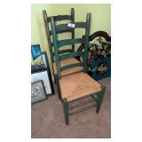 (2) Dark Green Ladder Back Chairs