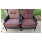 (2) Metal & Plastic Wicker Patio Chairs -*