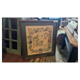 Counted Cross Stitch Framed Map w/ Windmill,