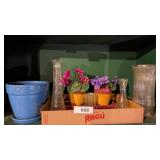 New England Pottery Blue Flower Pot +