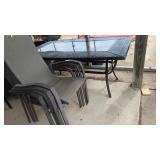 Rectangular Patio Table w/ (4) Metal Frame Chairs