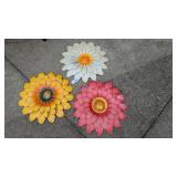 (3) Metal Flowers Outdoor Decor