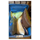 Tote w/ Lid + Throw Pillows