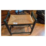 Bench w/ Woven Seat & Green Wood