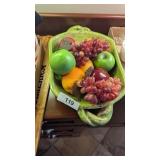 Heavy Clay Fruit Basket w/ Artificial Fruit