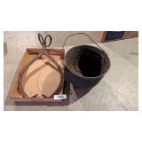 Cast Iron Flower Pot & Vintage Ice Tongs