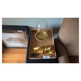 Gold Tone Ceramic Horse Bookends &