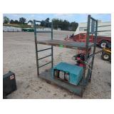 Green Metal Rolling Shelf/Scaffolding -*