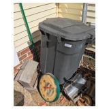 Trash Can, Bird Feeders + Outdoor Thermometer w/