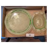 Green Depression Cake Plate & Butter Dish