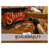Shoe Shine Kit Box & Extra Brushes & Polishes