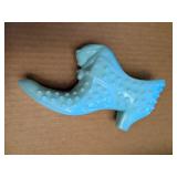 Aqua Milk Glass Shoe w/ Cat - Fenton?