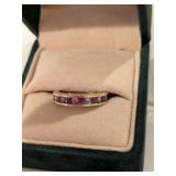 Ring Marked 10K w/ Small Red & Clear Stones*