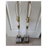 Brass & Crystal Table Lamps / Pair