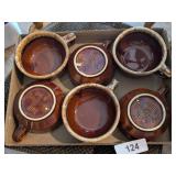 (6) Hull Brown Drip Glaze Soup Bowls