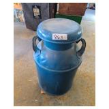 Heavy, Metal Milk Can Painted Blue -*